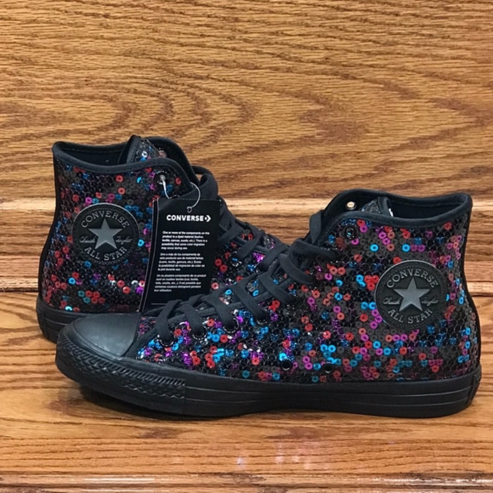 Converse CTAS Hi Sequins Black‎ Blue Cherry Shoes